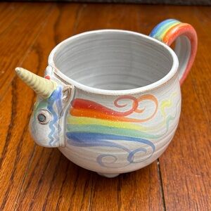 NEW MudWorks USA Handmade Elwood The Rainbow Unicorn Mug